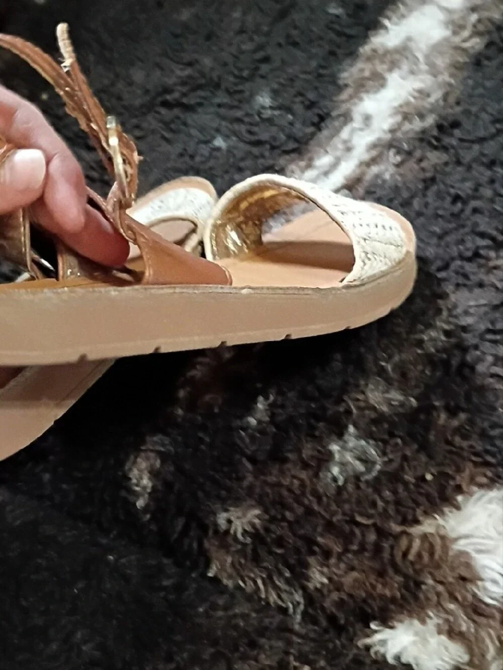 wonder nation Brown and Ivory Woven Strap Slingback Sandals